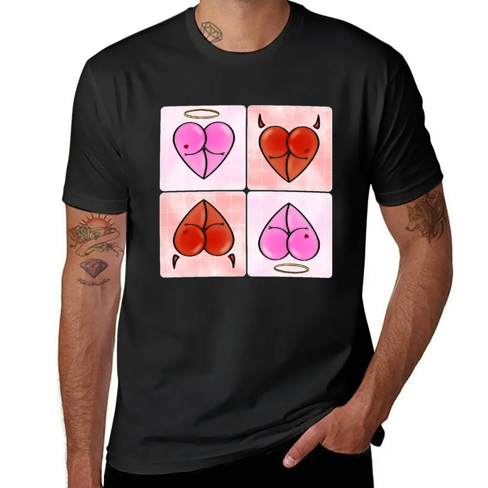 Bootiful Angel & Devil T-Shirt plus sizes vintage clothes graphics summer tops tshirts for men