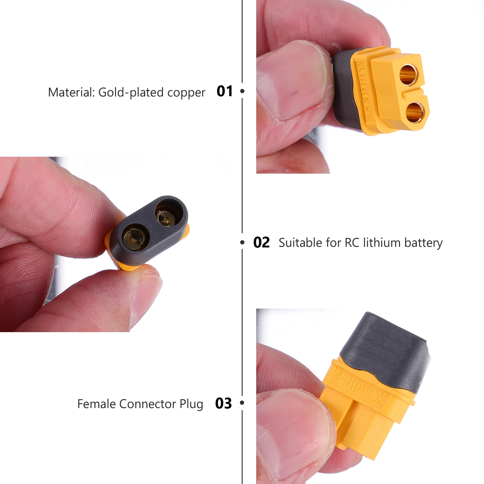 

6pcs Yellow Bullet Connectors High Quality Power Plug Adapter for RC Drone Vehicles Long Life Electrical