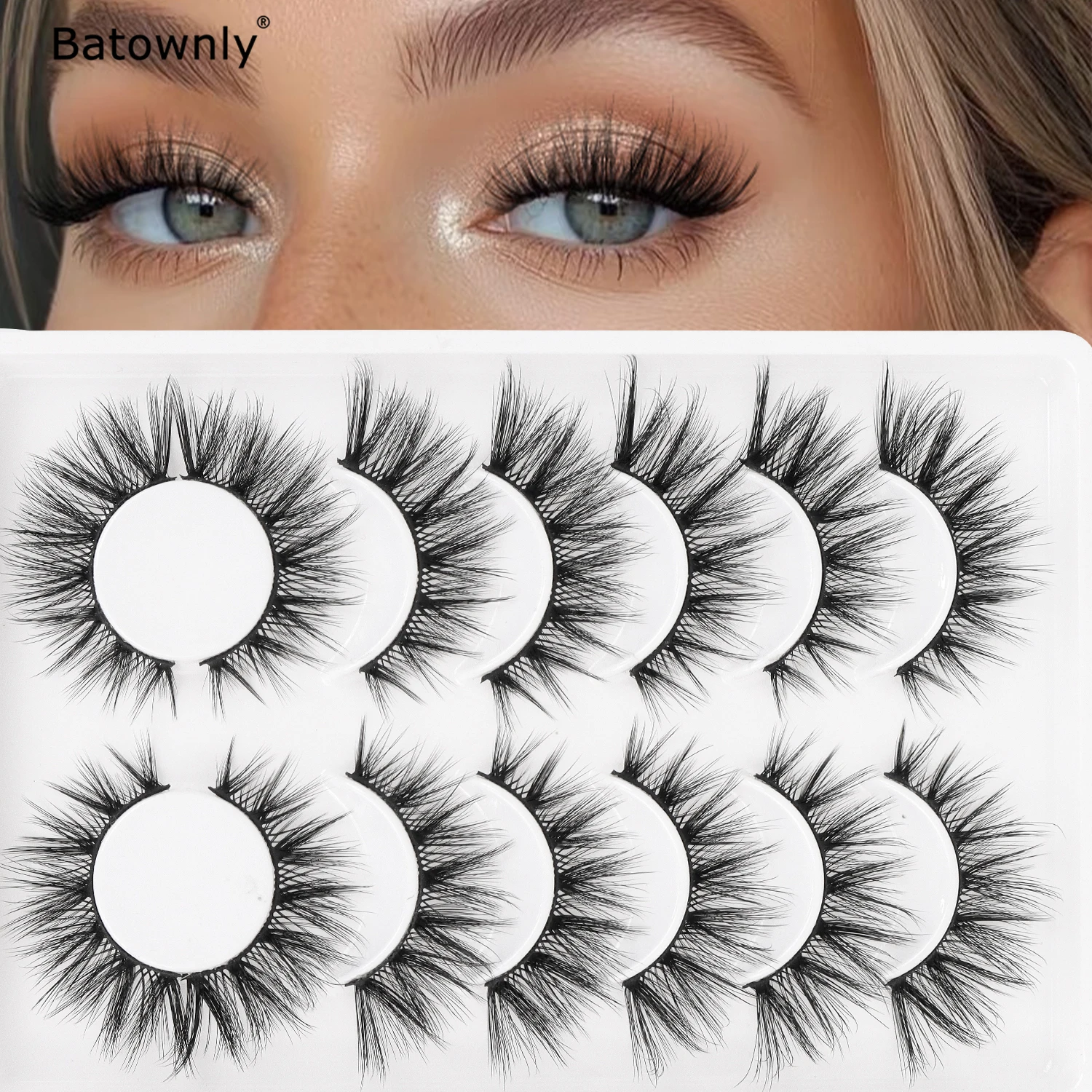 7 Paar natürliche künstliche Wimpern mit V-förmigem Schwanz, leicht und flauschig, geeignet für Dates/Alltag/Arbeit
