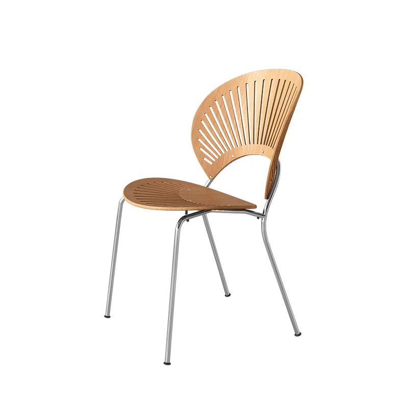 

Italian light luxury dining chair designer model room retro cream style back chair modern simple home restaurant chair