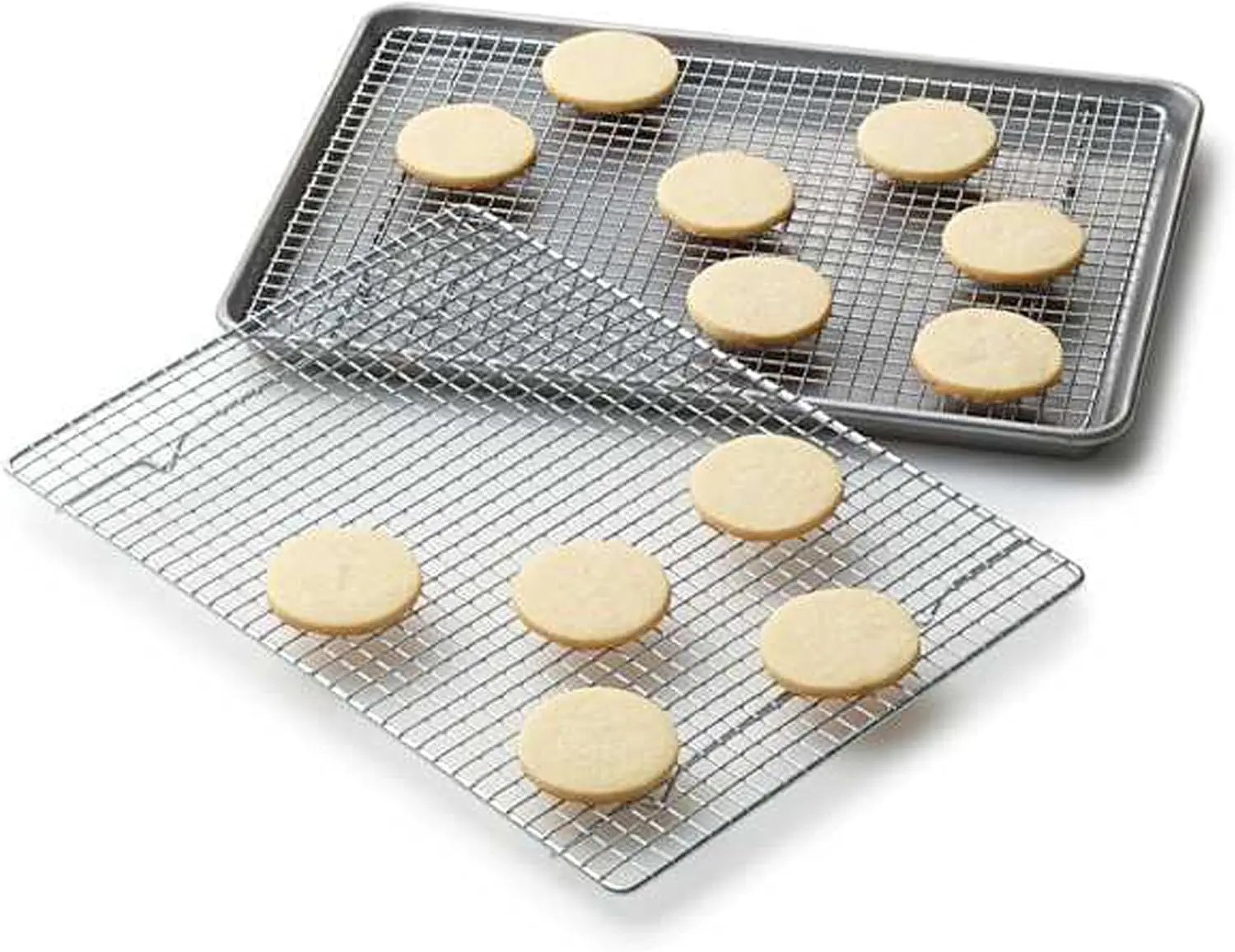 

Профессиональная проволочная решетка для охлаждения продуктов, полукорзина для противня - 16,5 x 12 футов, с функцией сбора капель (комплект из 2 шт.)