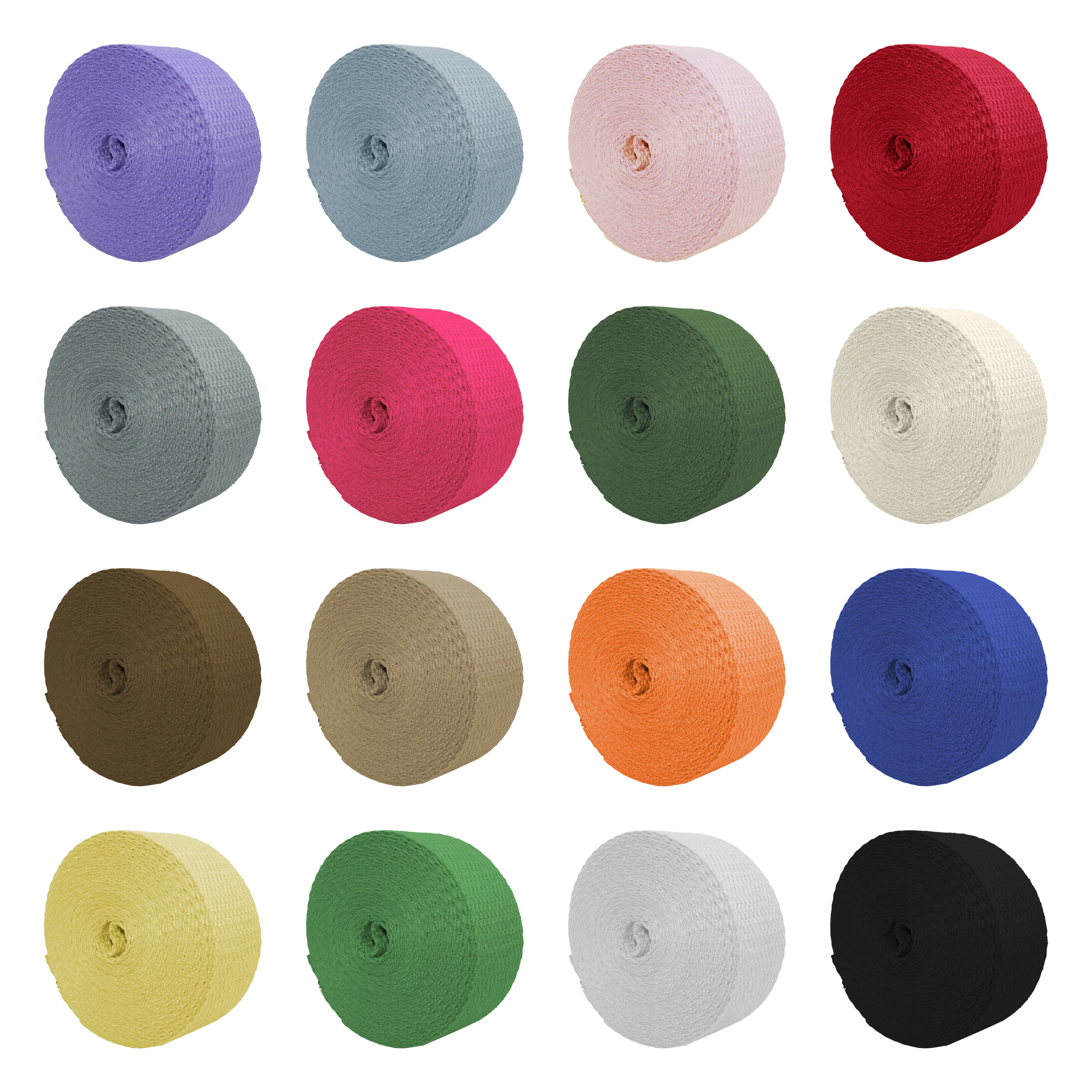16-Pack Assorted Colors polyester-cotton Webbing Tape 2 Yards per Roll Total Length 32 Yards for Crafting And DIY Projects