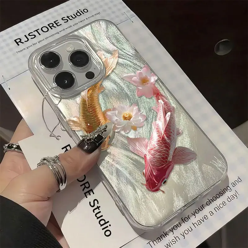 Auspicious Koi Phone Case for Samsung Galaxy A37 A57 A17 A07 A56 A36 A26 A73 A55 A54 A53 A52 A34 A33 A23 A14 A13 5G Back Cover