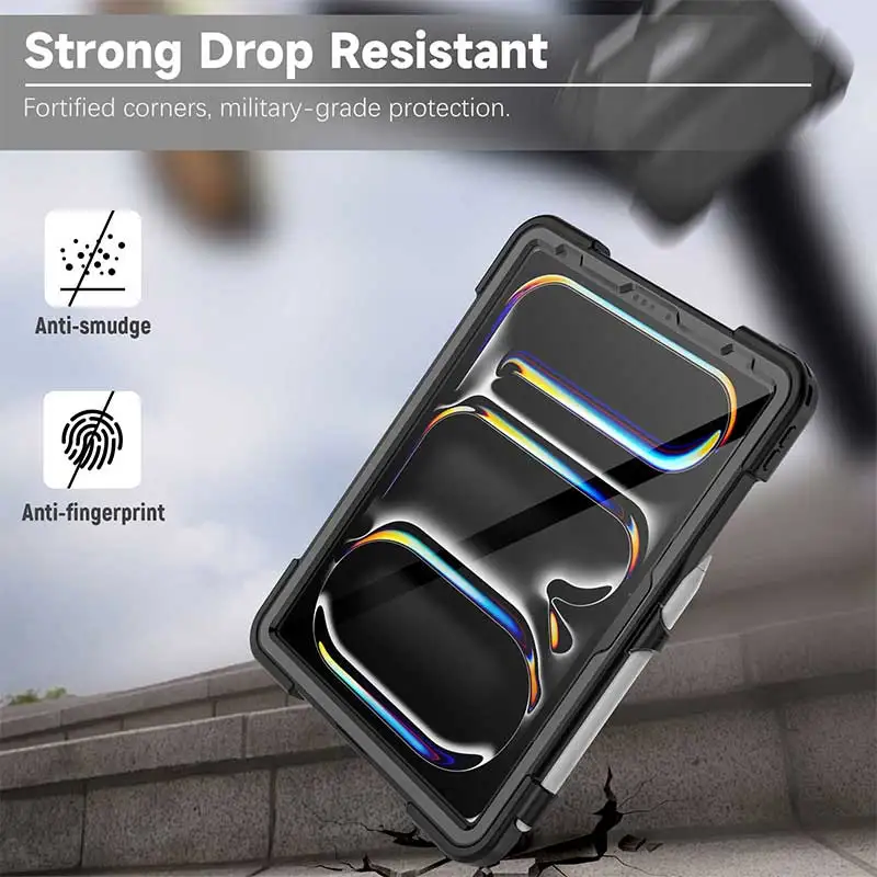 3 In 1 Shockproof Tablet Case For iPad Pro 13 11 2024 Air 13 11 Full Protection Portable Stand Holder Cover For iPad 7 8 9 10.2" image 6