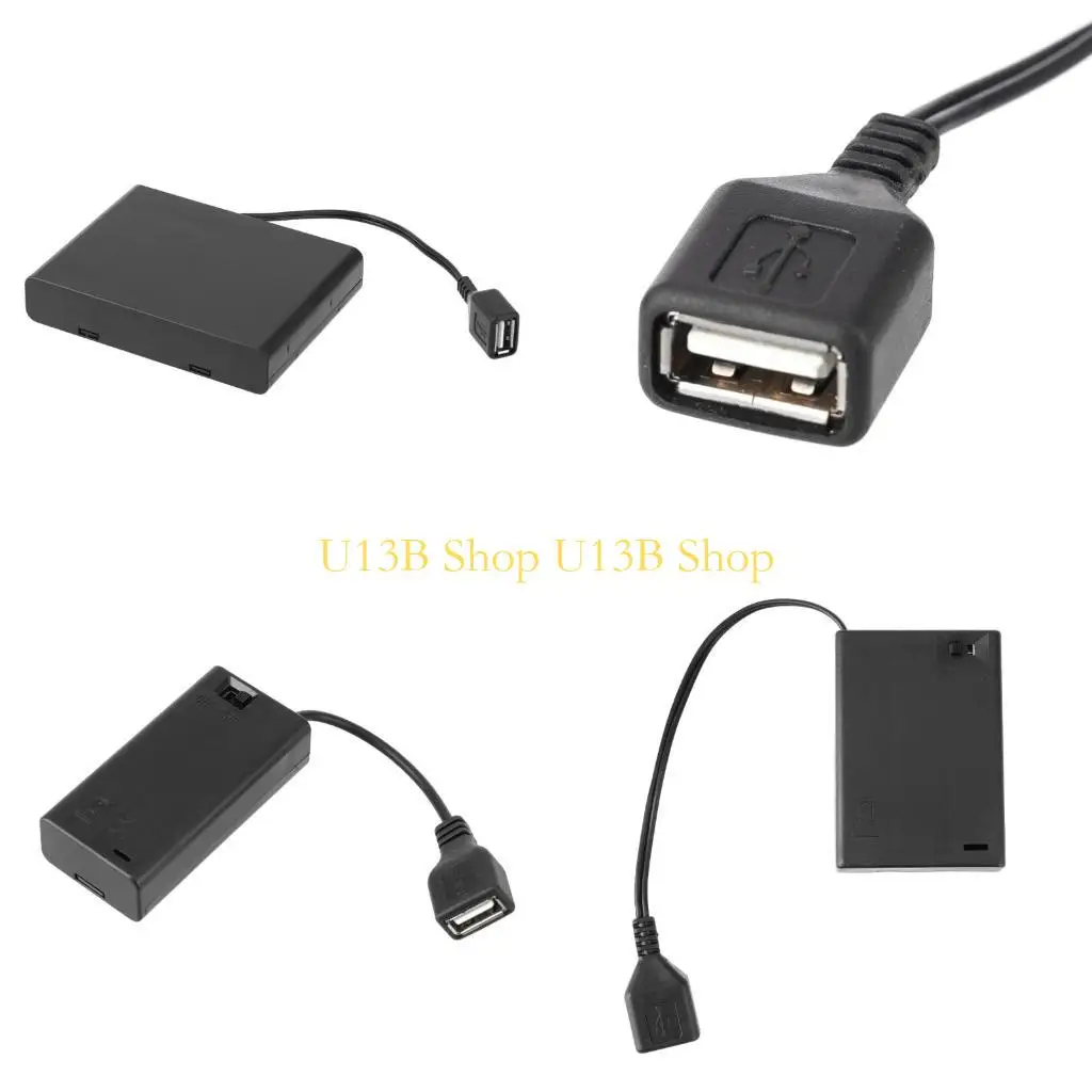U13B 2/3/4/6/8 Steckplatz AA Battery Hülle Hülle mit USB zum Erstellen von LED -Lichtkit mit Schaltern für LED -Licht