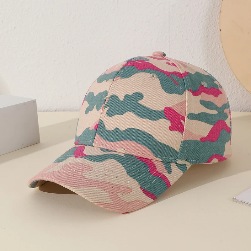 Korean version of the trend of color camouflage hard top baseball cap for men and women general recreational sports training vis