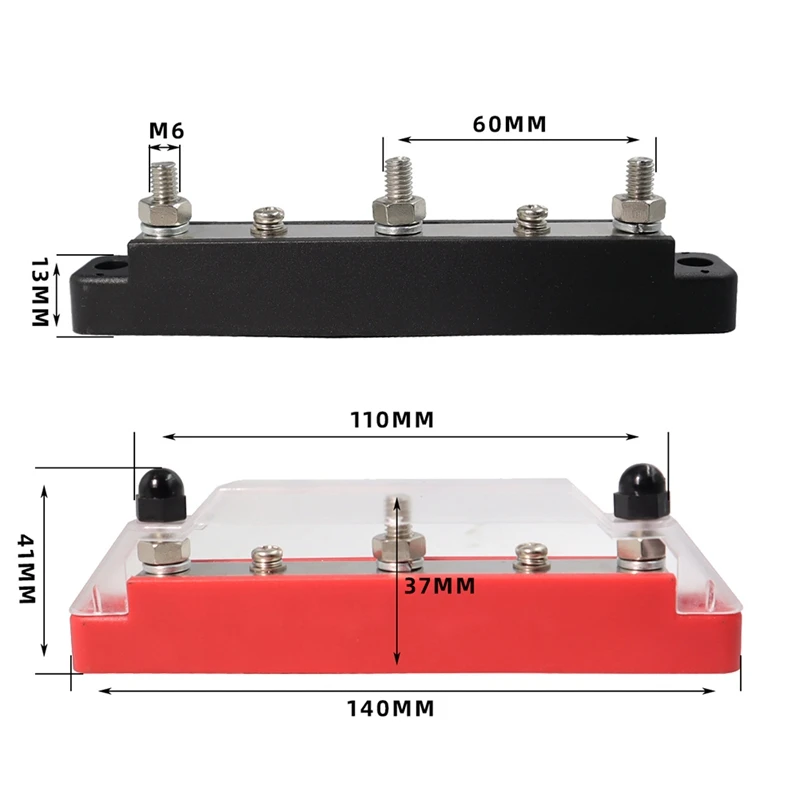 M6 Busbar Box Board 150a 4 Terminals Huidige Busbar Kabel Box Power Box Accessoires Geschikt Voor Rv Jacht Auto