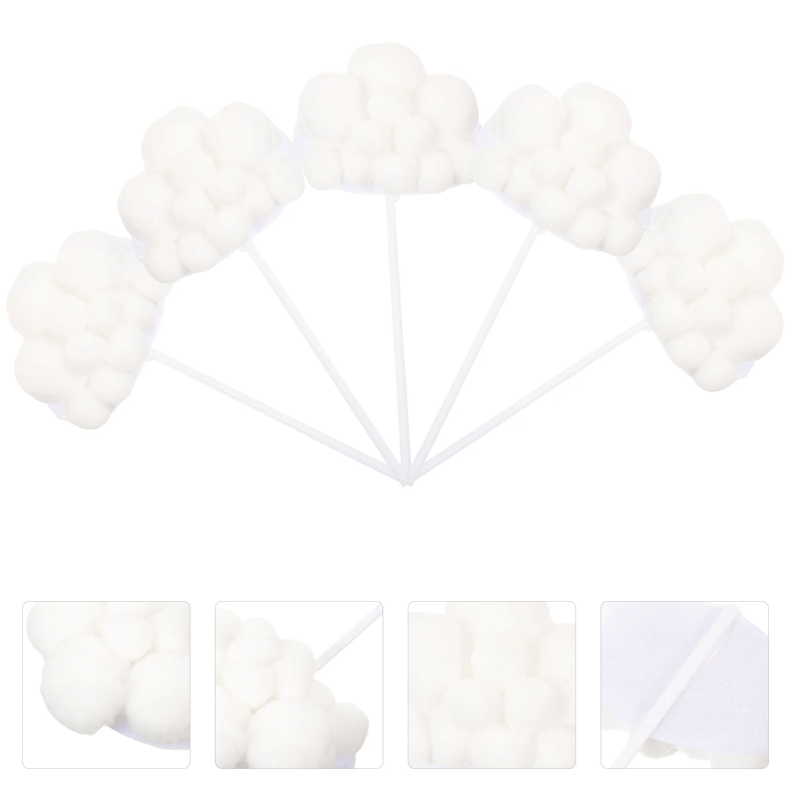 5 Pcs Edible Sugar Clouds Cake Decorations Party Picks Birthday Dessert Topper Cupcake Insert