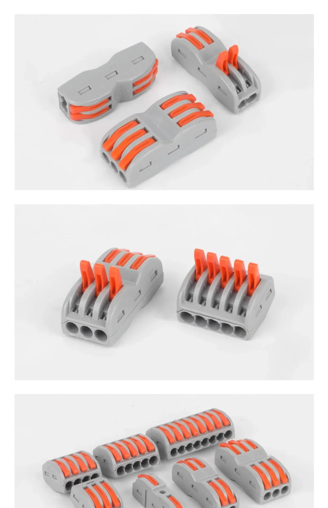 100pcs PCT 250V 32A Quick Connect Terminal SPL Household Wiring Clip 222-412 Press Type Parallel Wire Connector