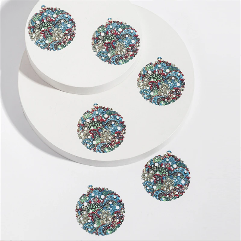 20Pcs/Lot New Retro Colorful Computer Chips Hollow Round Flower Charms Connectors DIY for Earrings Jewelry Findings Accessories