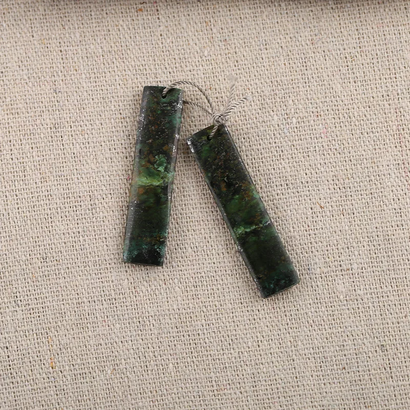 

B&F Rectangle Chrysocolla Pendant Beads, Handmade Natural stones beads, Polished Stones for jewelry Making Supplies