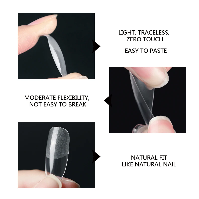 120Pcs False Nails Semi-Frosted Clear Coffin Fake Nail Tips Press on Nails Soak Off Full Cover Nail Capsule For Extension image 3