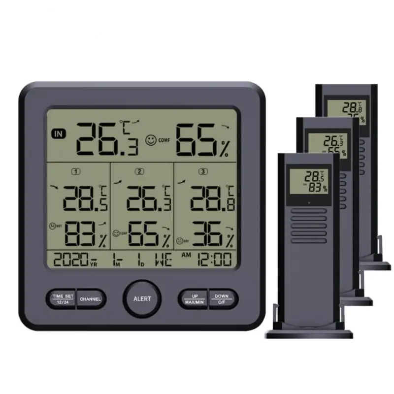 

TS-6210 Многофункциональный цифровой температурный гигрометр Беспроводной передатчик Цифровая метеостанция Внутренний и наружный датчик прогноза