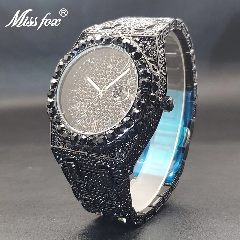 Black Quartz Watches For Men Special Trendy Calendar Luminous Hands Hip Hop Watch Power By Battery Male Wristwatch Dropshipping