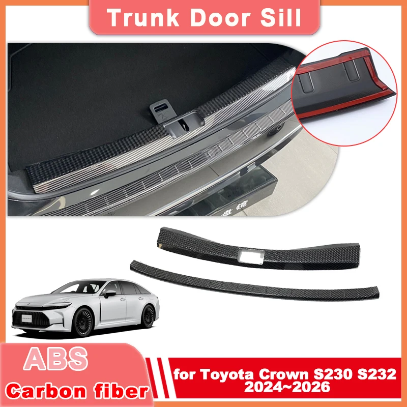 

Car Trunk Door Sill for Toyota Crown S230 S232 Sedan 2024~2026 ABS Carbon Fiber Threshold Protect Cover Plate Sticker Accessorie