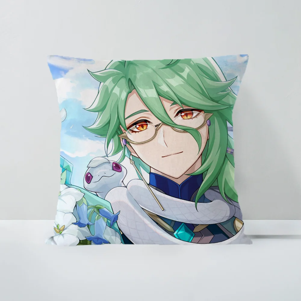 

Cushion Covers Living Room Genshin Impact Baizhu Pillow Cover Home and Decoration Sleeping Pillows Decorative Pillowcases Sofa