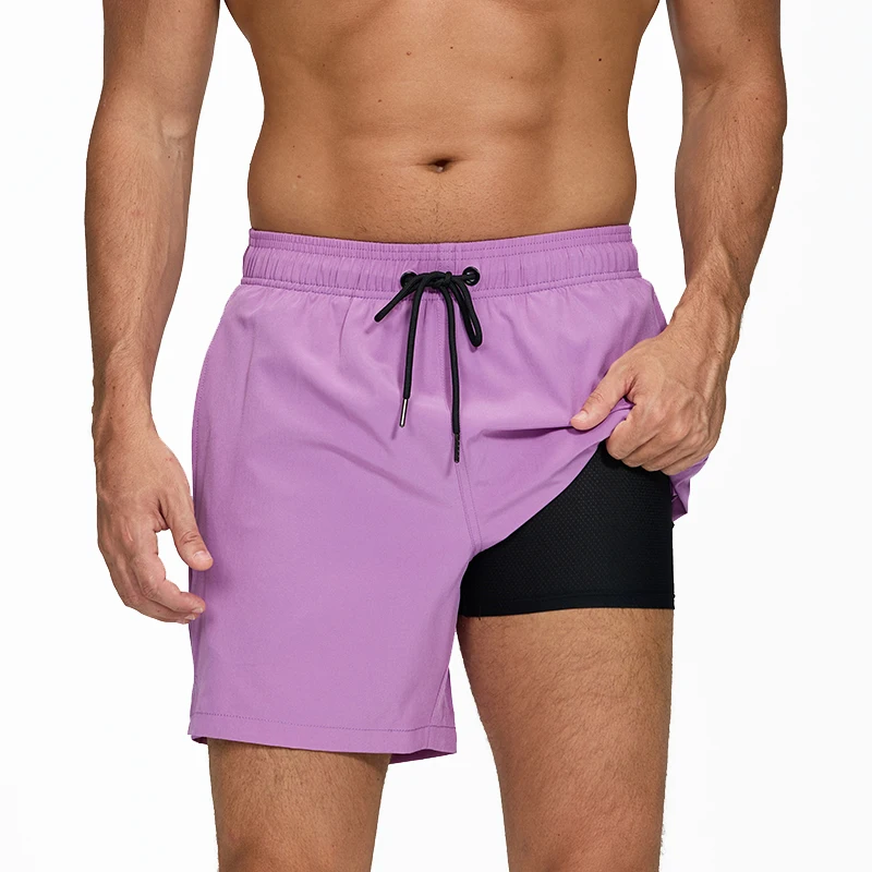 Upgrade Atmungsaktive Shorts für Herren 2-in-1 Schnelltrocknende Urlaubs-Fitness-Sport-Badeshorts mit Taschen Strandhosen für Damen und Paare Sommer – Detail 10