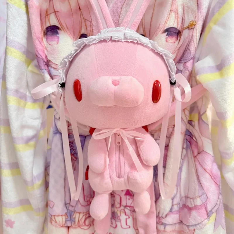 Sac à dos universel en peluche de lapin, dessin animé mignon, lapin aux yeux rouges, sac à dos Girly, cadeau d'anniversaire et de noël