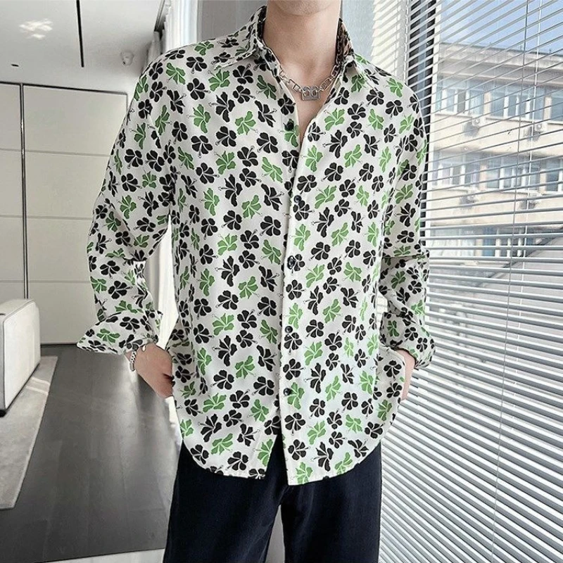 Men's Striped Shirt Long Sleeve Relaxed Fit Spring Summer New Style Cool Casual Drapey Color Block Premium High Quality Top