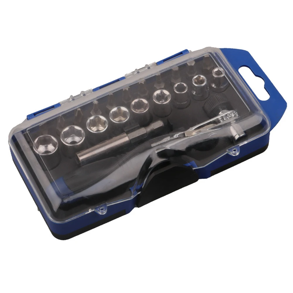 23 In 1 Tool Set 5.9*3.3 Inch for mini Ratchet Bits Set Slotted Bits for torx Bits Carbon Steel Offset Ratchet Driver Pozi Bits