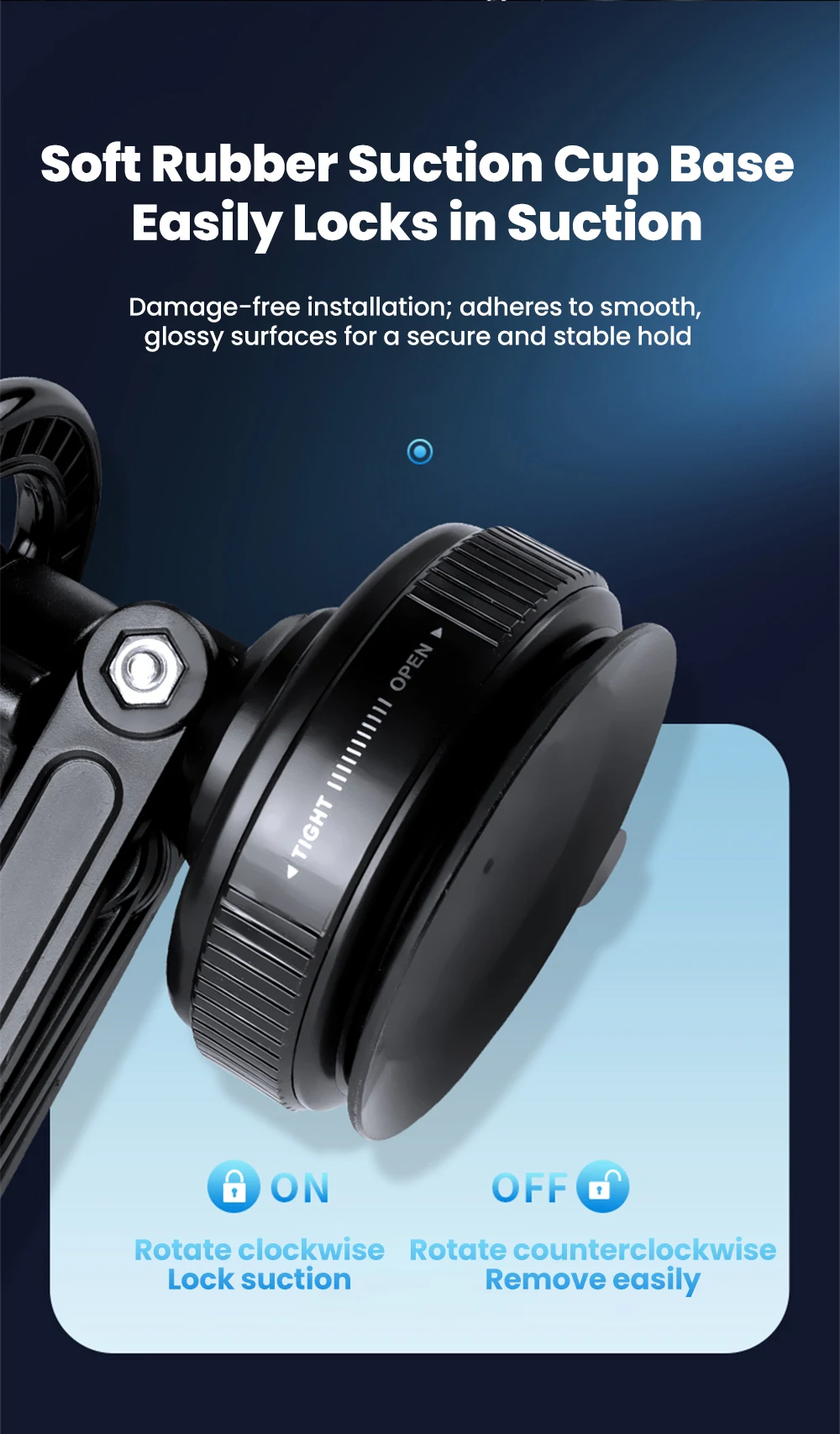 360 ° Drehbarer Auto-Handyhalter mit Vakuum-Magnethalterung, Faltbarer Verstellbarer Arm, Handyständer für Auto-Navigation und GPS – Detail 9