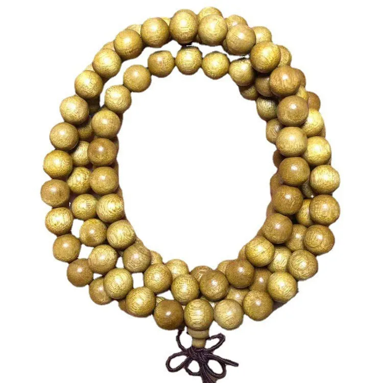 Natural gold-rimmed nanmu bracelets 0.8 gold background color 2.0 dead wood material 108 double-circle DIY rosary gifts