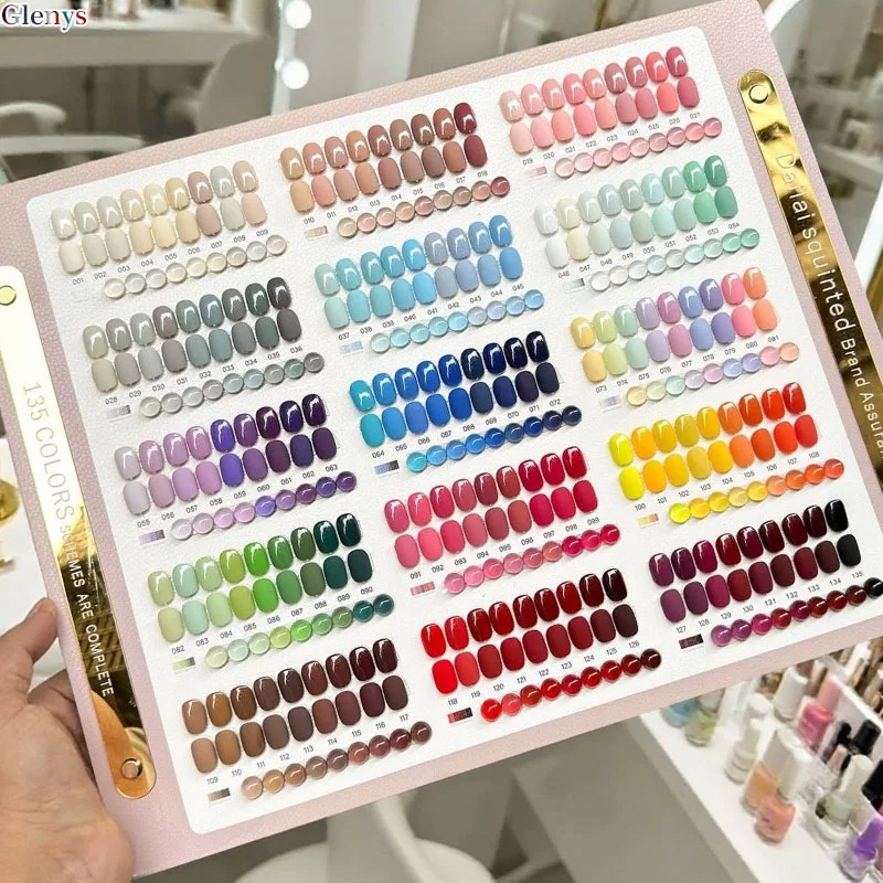 Glenys 135 color nail polish glue popular semi permanent immersion gel color matching card nail shop special varnish set