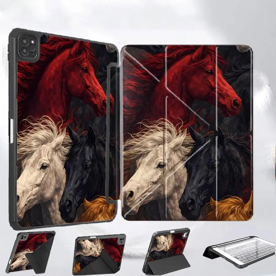 

Holder Cover Tablet Case For iPad Mini 6 7 Pro 11th 10th 9th 8th 7th 12.9inch Pro 2025 Air 4 5 M3 M2 M4 11inch Animal Horse