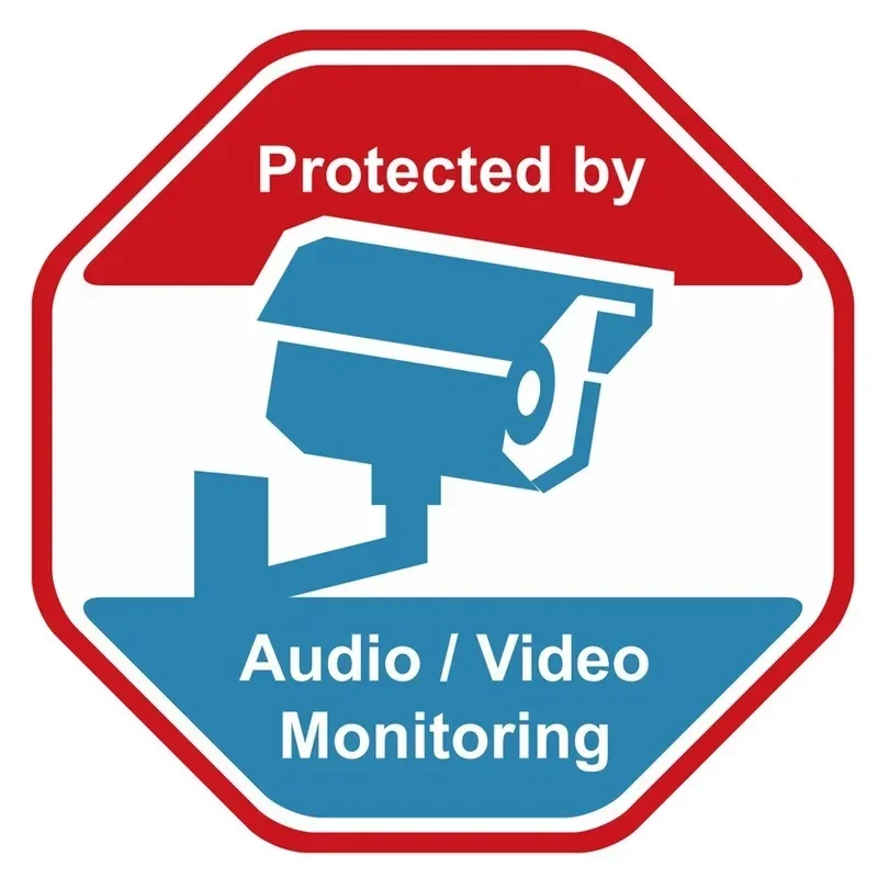 Personality Surveillance Camera Warning Card Paper Surveillance Camera Warning Card Sticker Scratch Decoration, 15cm