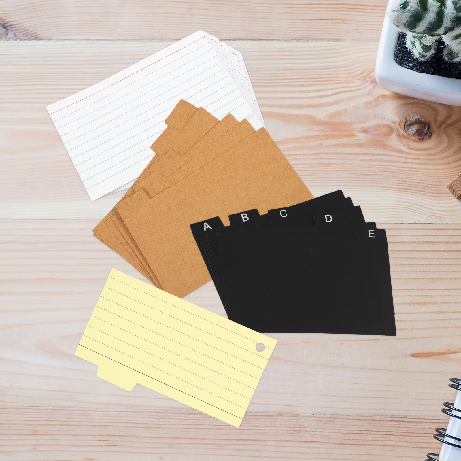 

1Set Index Card Organizer Box Black Desktop Card Storage Case with Colorful Tabs Lined Note Cards for Home Office School
