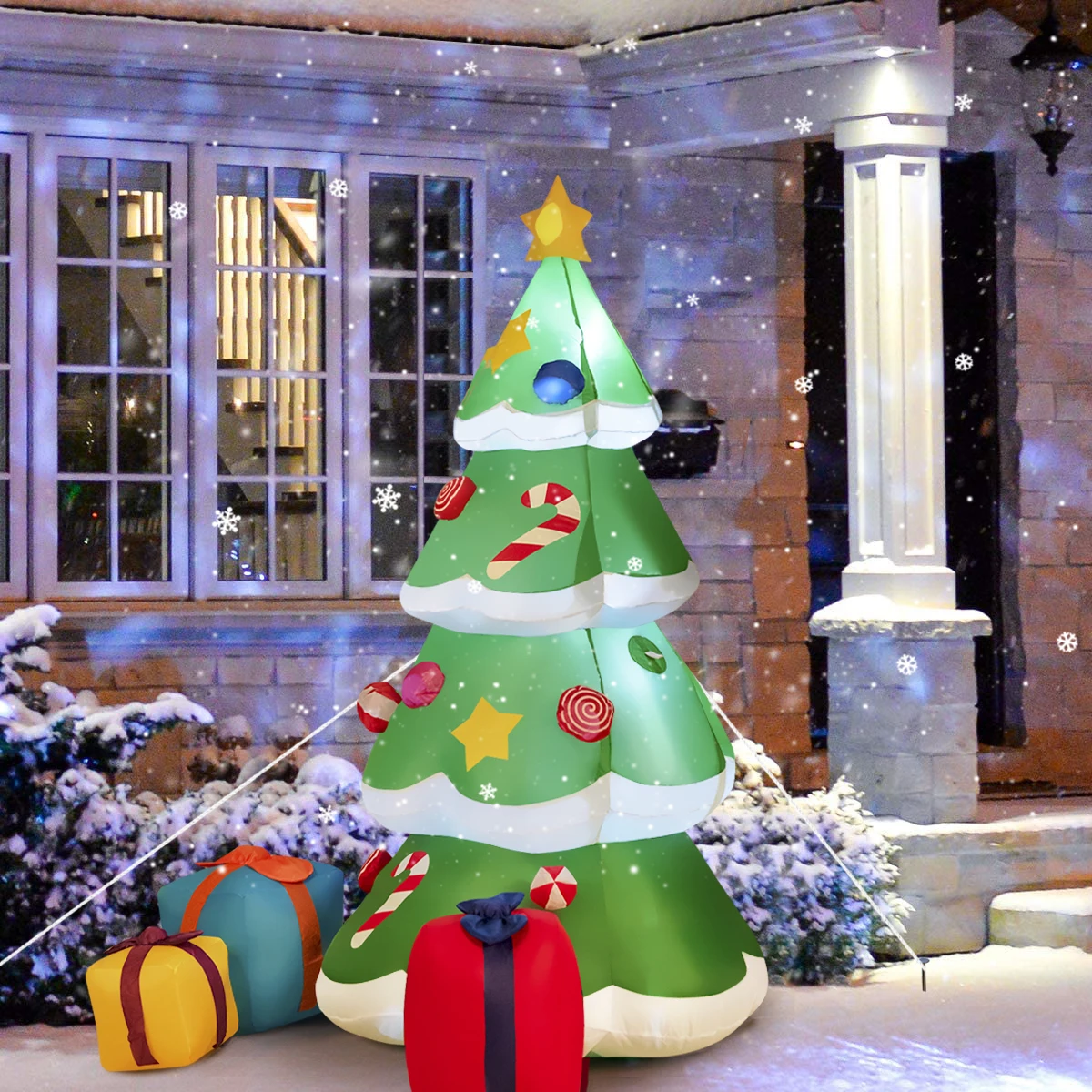 6 FT Inflatable Christmas Tree w/ Gift Boxes LED Bulbs Blow Up Yard Decoration