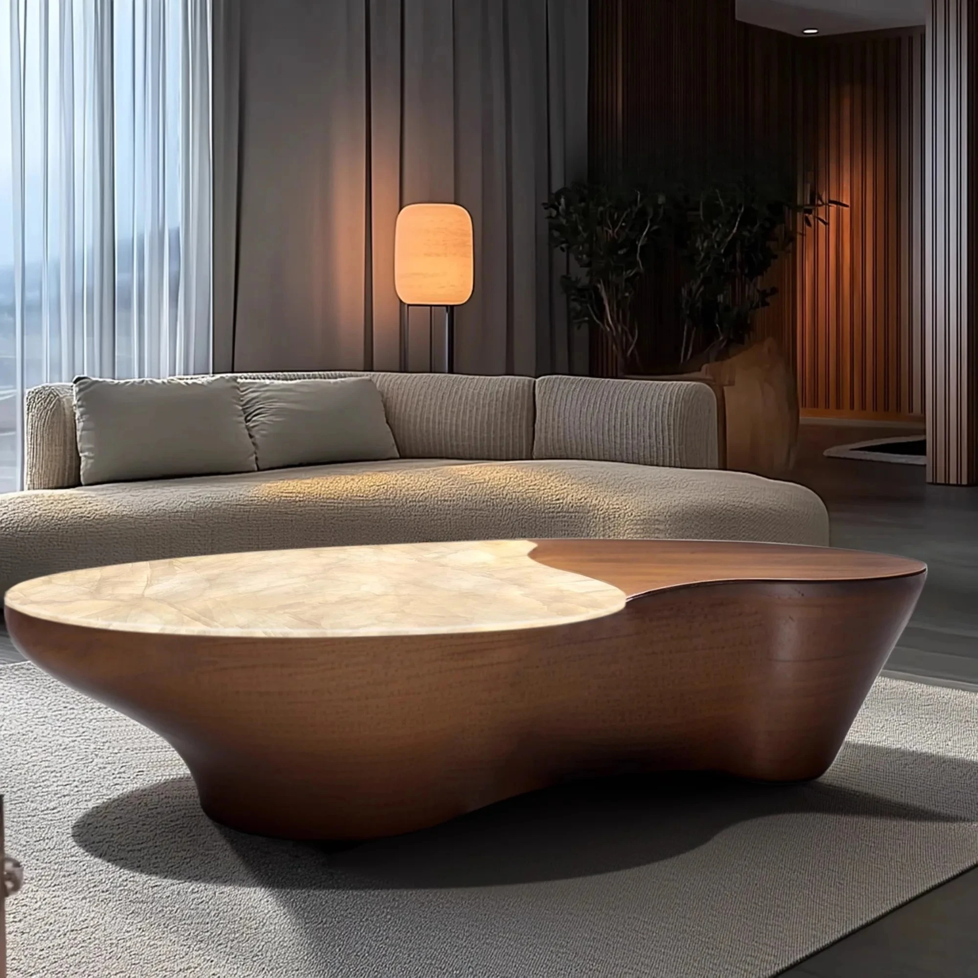 TT Jade coffee table natural high-end modern simple living room square Nordic solid wood coffee table