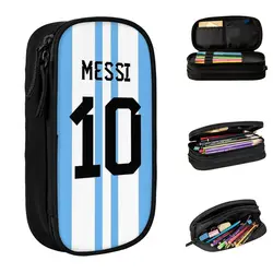 Large Pen Box Messi 10 Soccer Football School Accessories Lionel Football Argentina Double Layer Pen Case Bag Suprise Gift