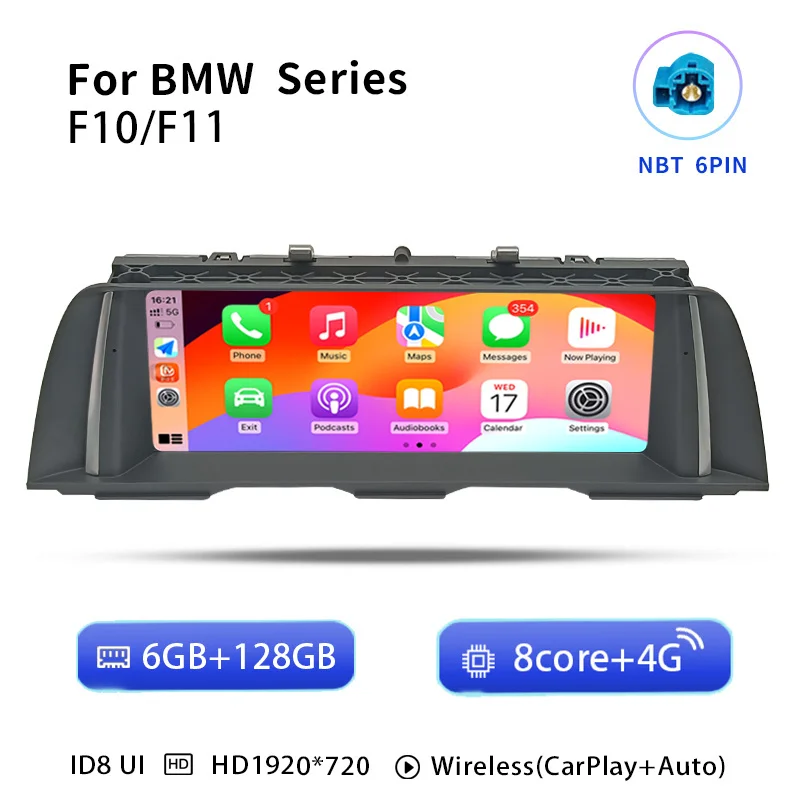 Uckazy Android 14 autoradio voor BMW 5 Serie F10 F11 2010-2016 CIC NBT multimediascherm GPS navigatie stereo DVD-speler Carplay