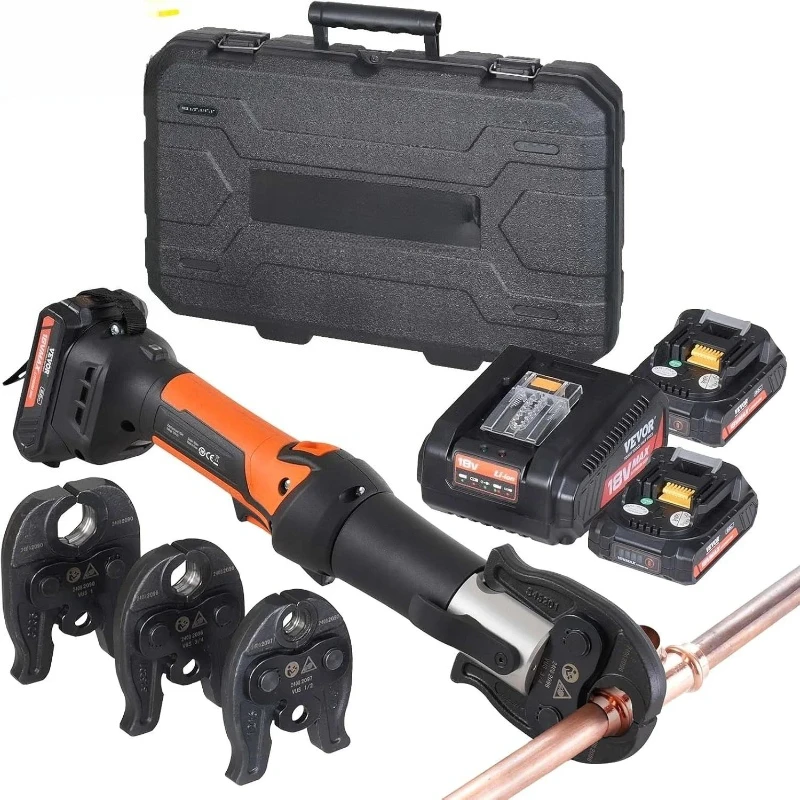 

Mini Tool, 18V Electric Pipe Crimping Tool for 1/2", 3/4", 1" Copper Pipes, Press Tool Kit with 3 Pro Press Jaws