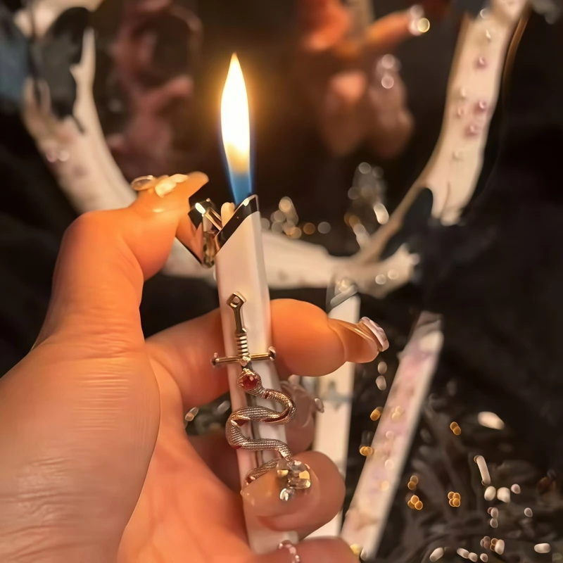 

Beautiful Rose Angel Lighter Torch Inflatable Open Flame Lighter Mini Portable Metal Lighter Cute Wings Smoking Accessories