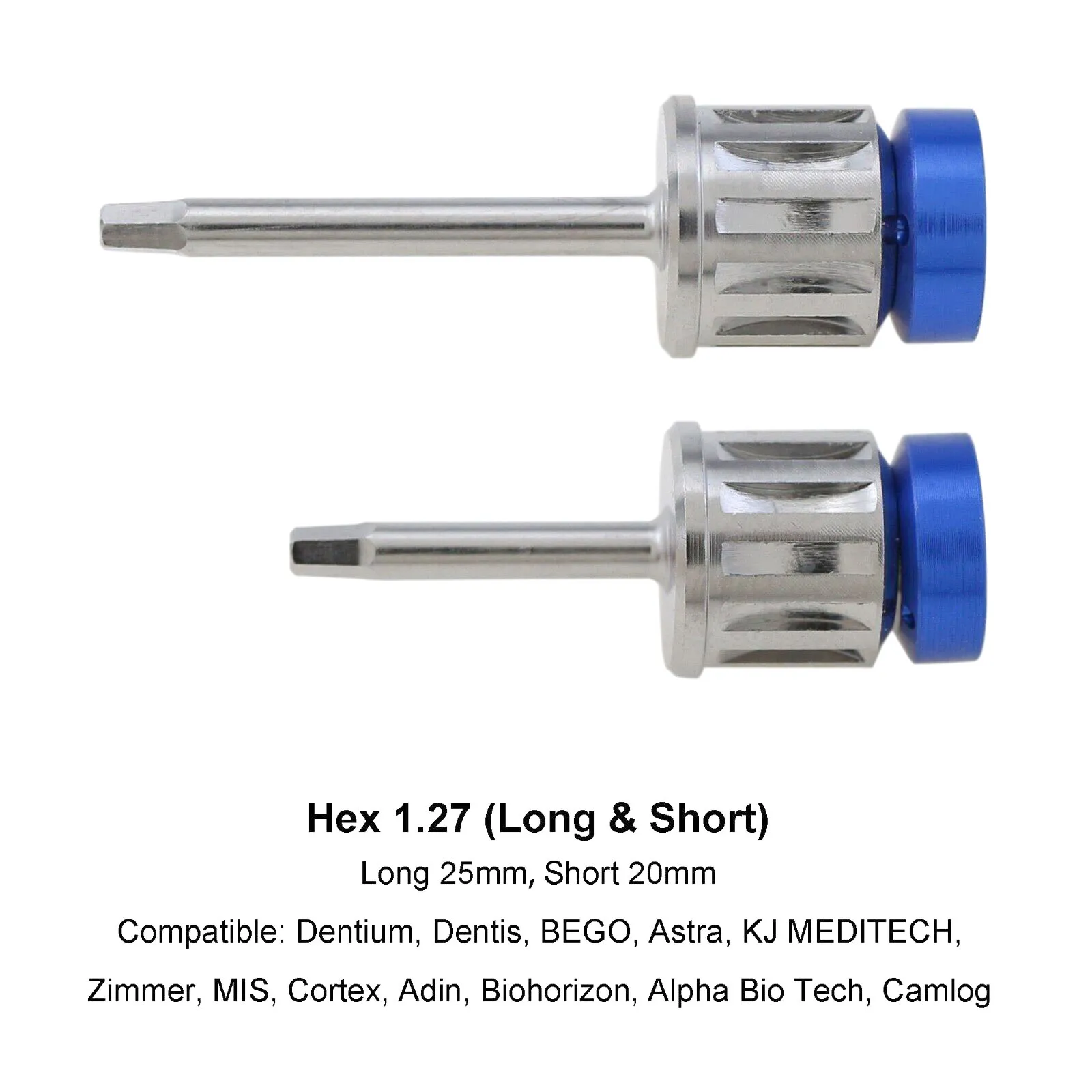 

Dental Implant Long Short Drivers 2Pcs 1.27 Hex Hand Medical Grade Stainless Steel Dentium Dentis BEGO Astra MEDITECH