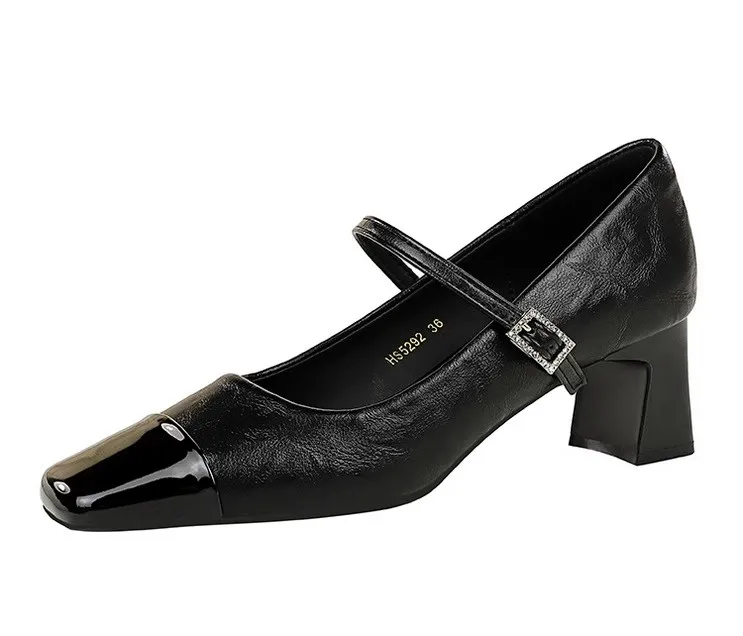 TRAF-Chaussures Mary Janes en Cuir Noir pour Femme, Strass, Optique, Slingback, Haute, Élégante, Professionnelle, Bureau, Mode, 2024