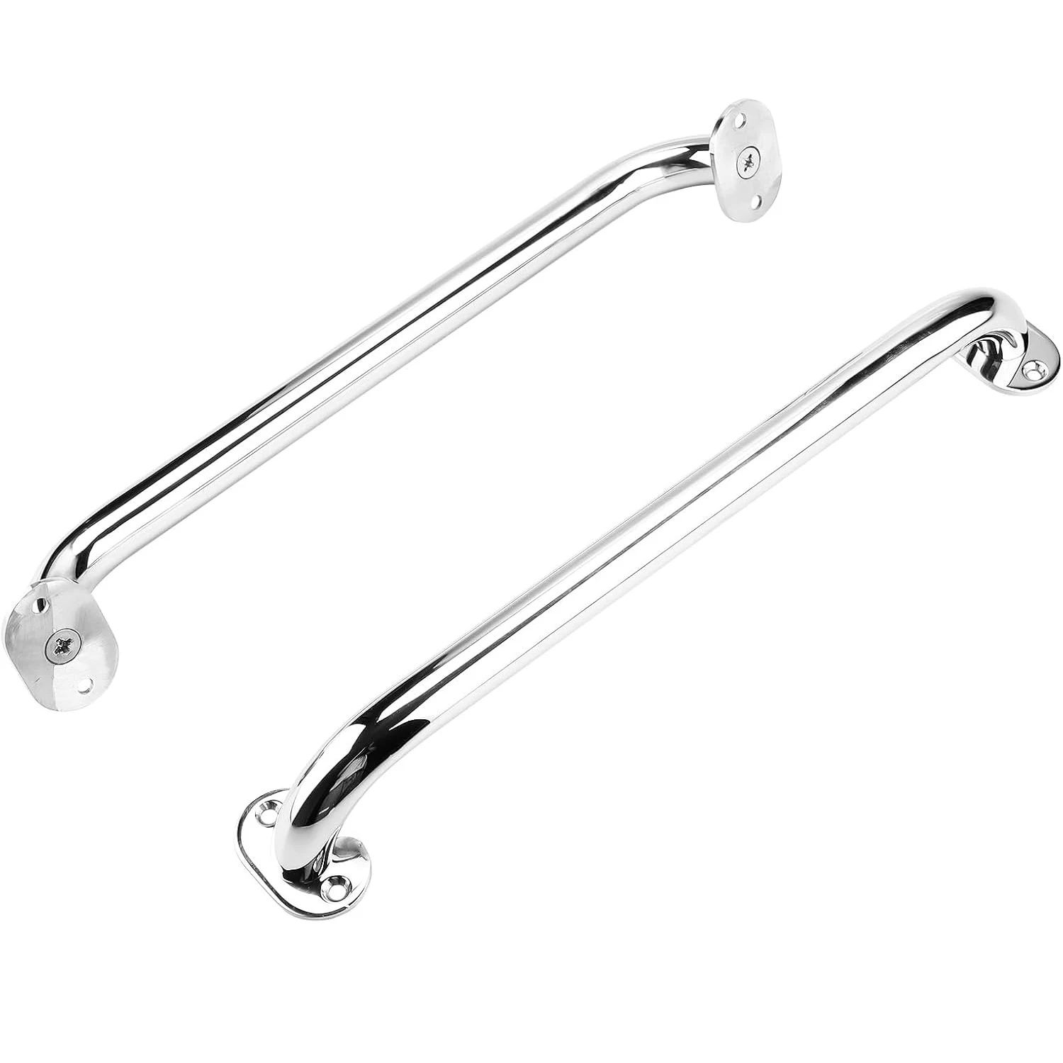 2pcs 16 Inches Boat Grab Handles, Stainless Steel Grab Bar Oval Handrail with Mounting Screws, Heavy Duty Polished Deck Handle
