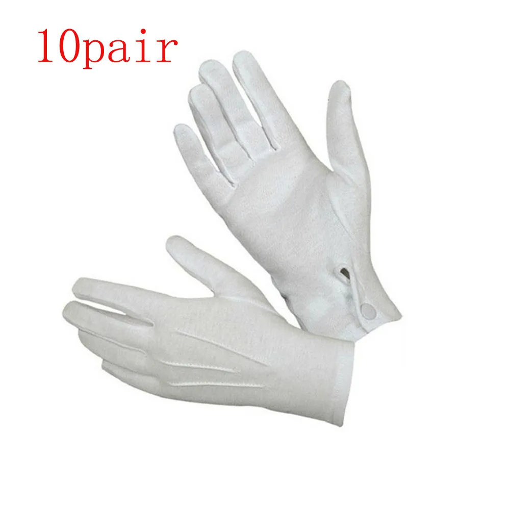 10pair White Formal Gloves Tuxedo Honor Guard Parade Santa Men Inspection Full Finger Mittens Fashion White Gloves перчатки