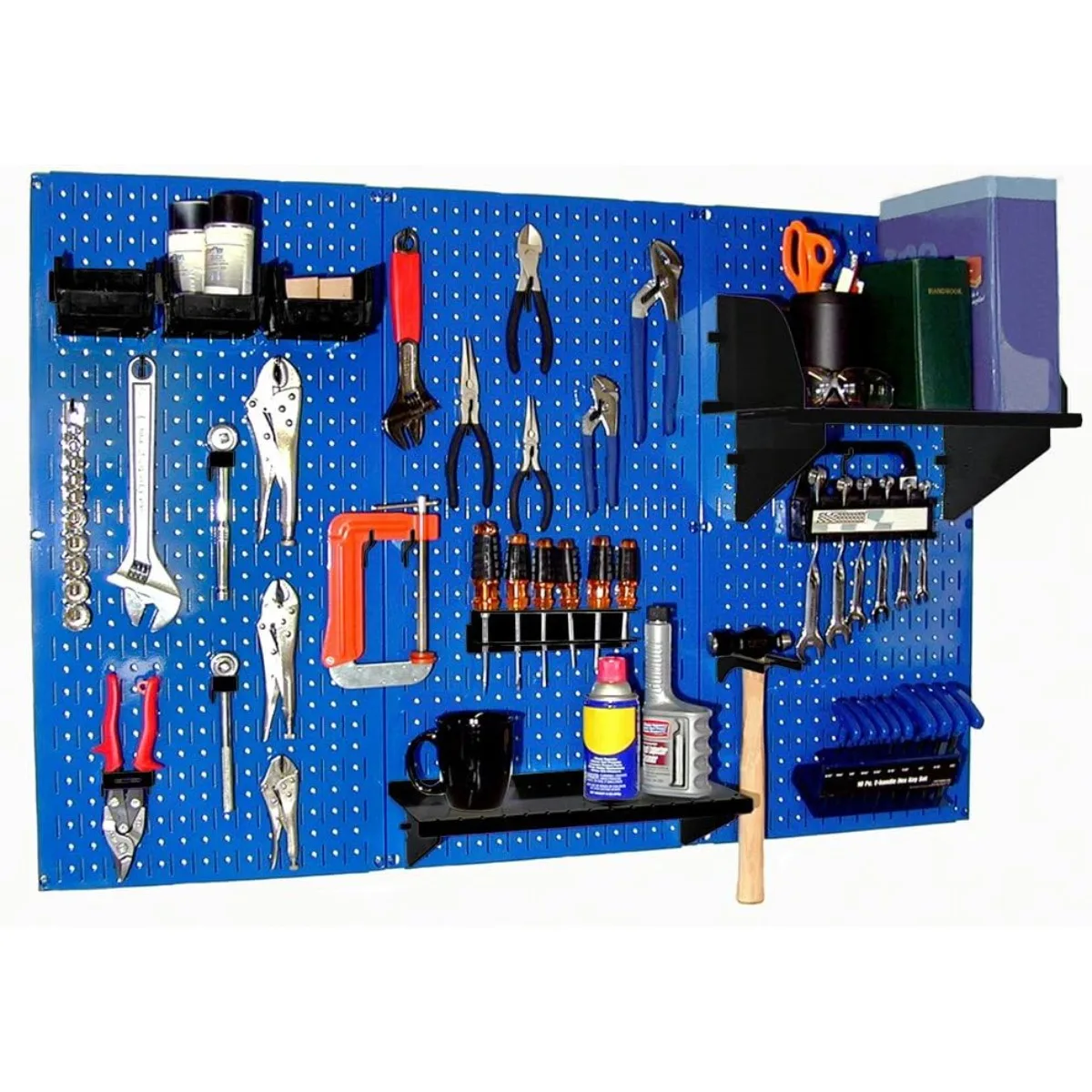 

Pegboard Organizer Wall Control 4 ft. Metal Pegboard Standard Tool Storage Kit with Blue Toolboard and Black Accessories