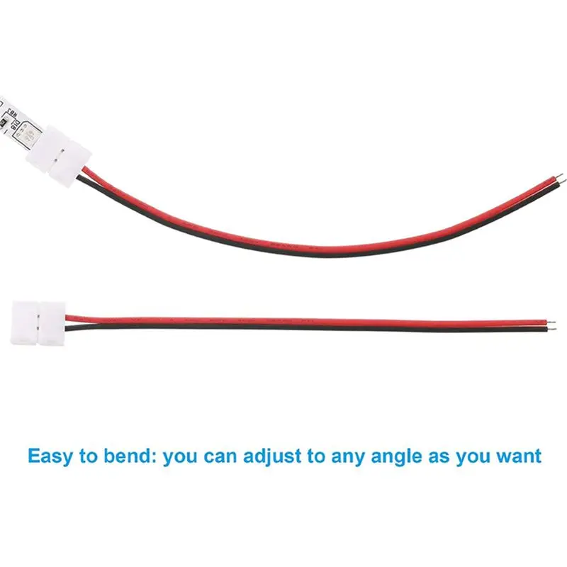 KYCOR-144Pcs 8Mm 2 Pin LED Strip Light Connector For 8 Mm Wide Flexible SMD 3528 2835 Single Color LED Strip Lights Solderless