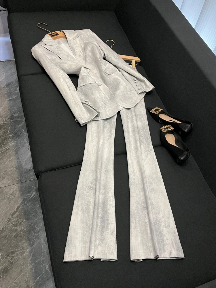 

Осенне-зимний облегающий костюм миди с принтом тай-дай, джемпер и брюки, комплект из двух предметов A3000 для женщин в их 20-х и 30-х годов