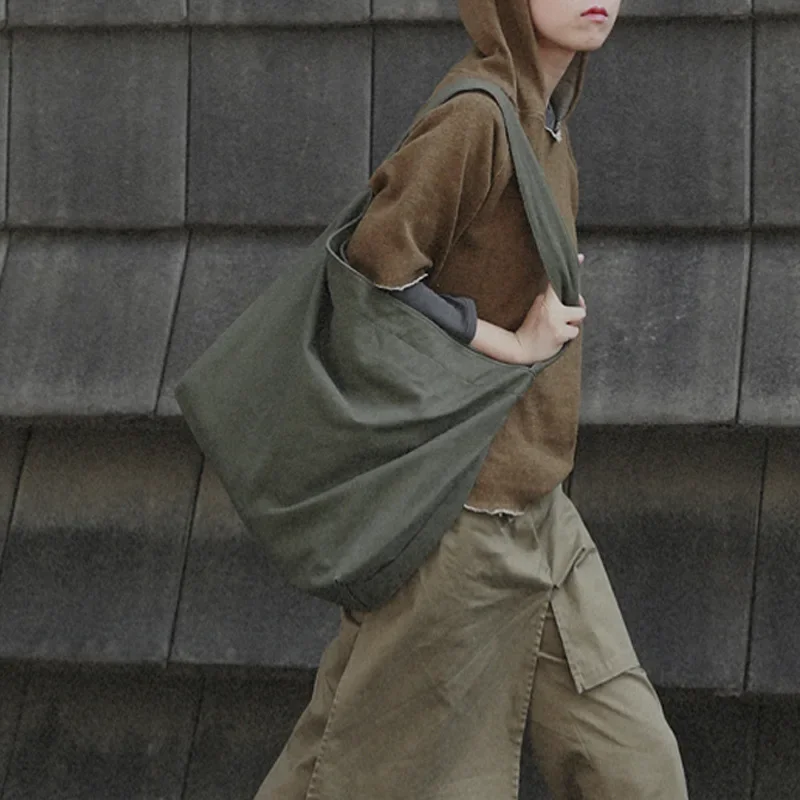Bolsa de ombro de lona vintage para meninas, bolsa de ombro macia, alta capacidade, para a escola, compras, menina mori, 2020