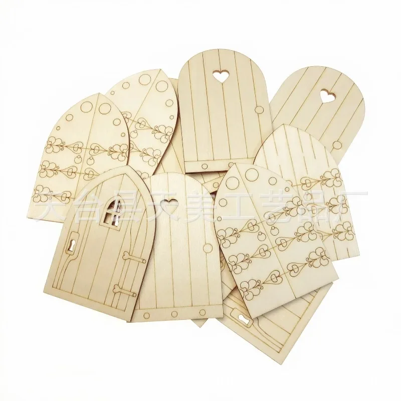 

10PCS Miniature Wooden Doors DIY Dollhouse Miniature Doors Fairy House Doors Figurine