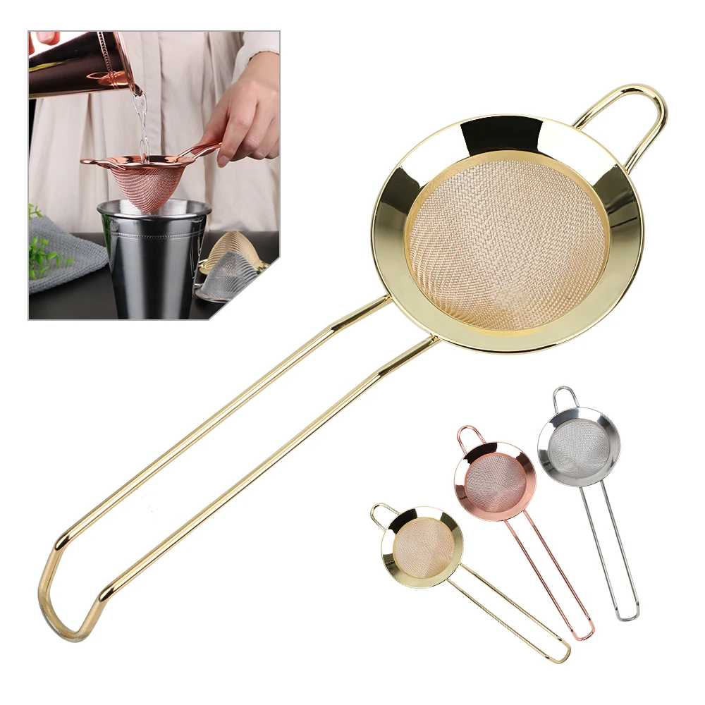 Flour Colander Sifter Gadgets Stainless Steel Wire Fine Mesh Strainer Bar Tools Cocktail Strainer For Removing Bits From Juice