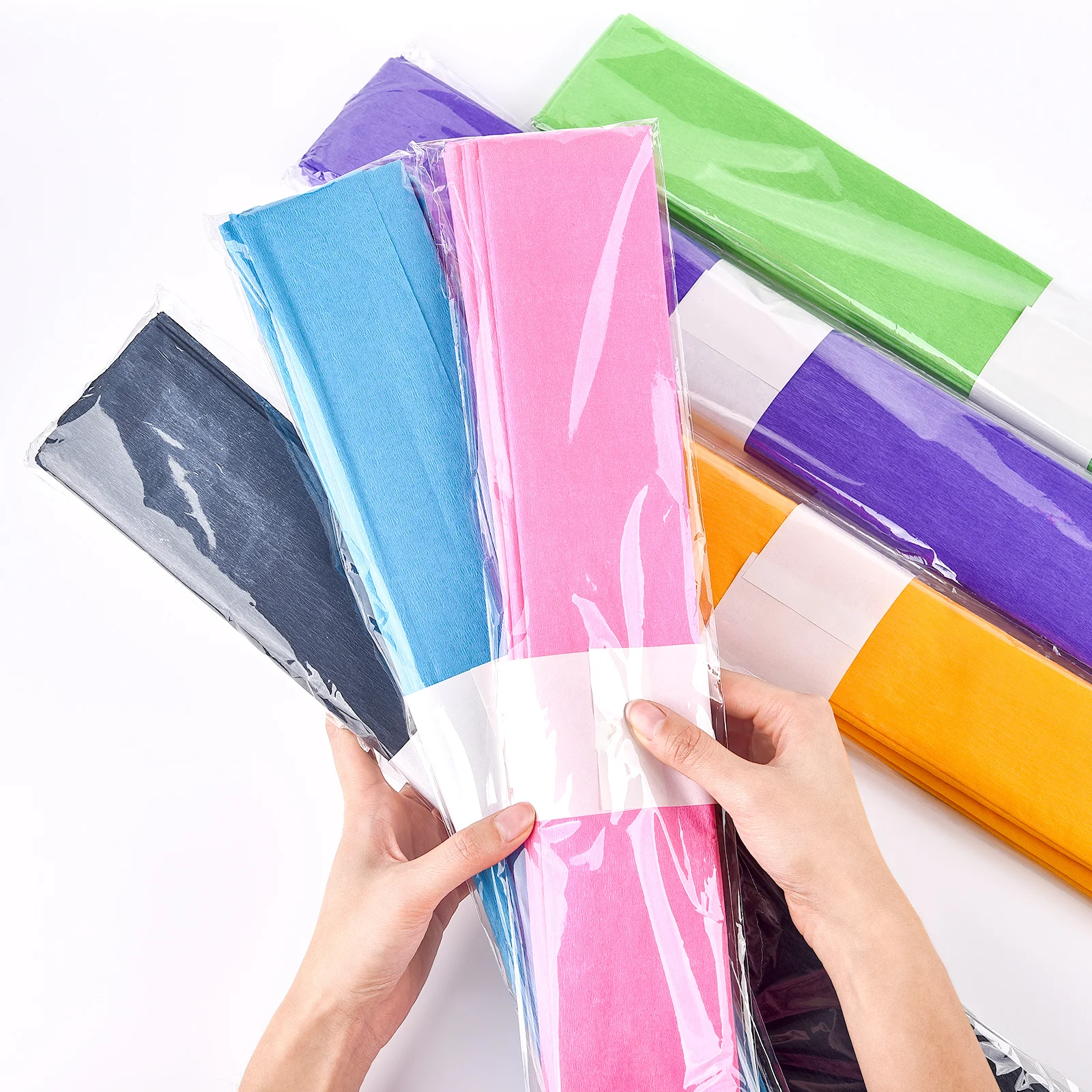 10sheets/Pack 50x70cm Colored Crinkled Crepe Paper Roll Origami Craft DIY Flowers Decoration Gift Wrapping Paper Craft