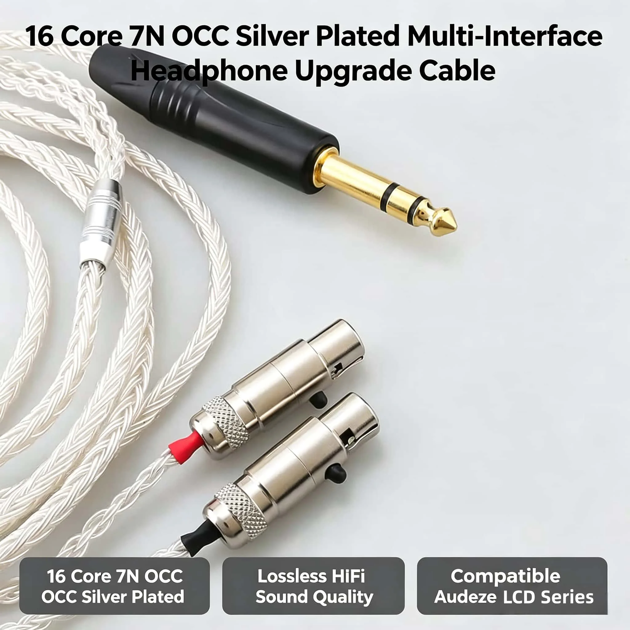 

16 Core OCC Silver Plated Headphone Earphone Cable high quality 4.4mm 3.5mm For Audeze LCD-3 LCD-2 LCD-X LCD-XC LCD-4z