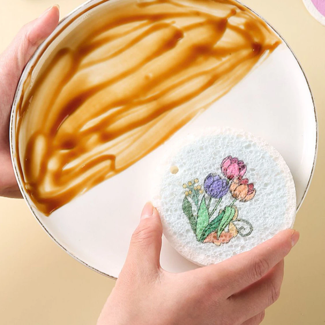 لب الخشب إسفنجة مضغوطة تجوب منصات لغسل الأطباق تنظيف المطبخ ممحاة سحرية وعاء تنظيف القماش #4