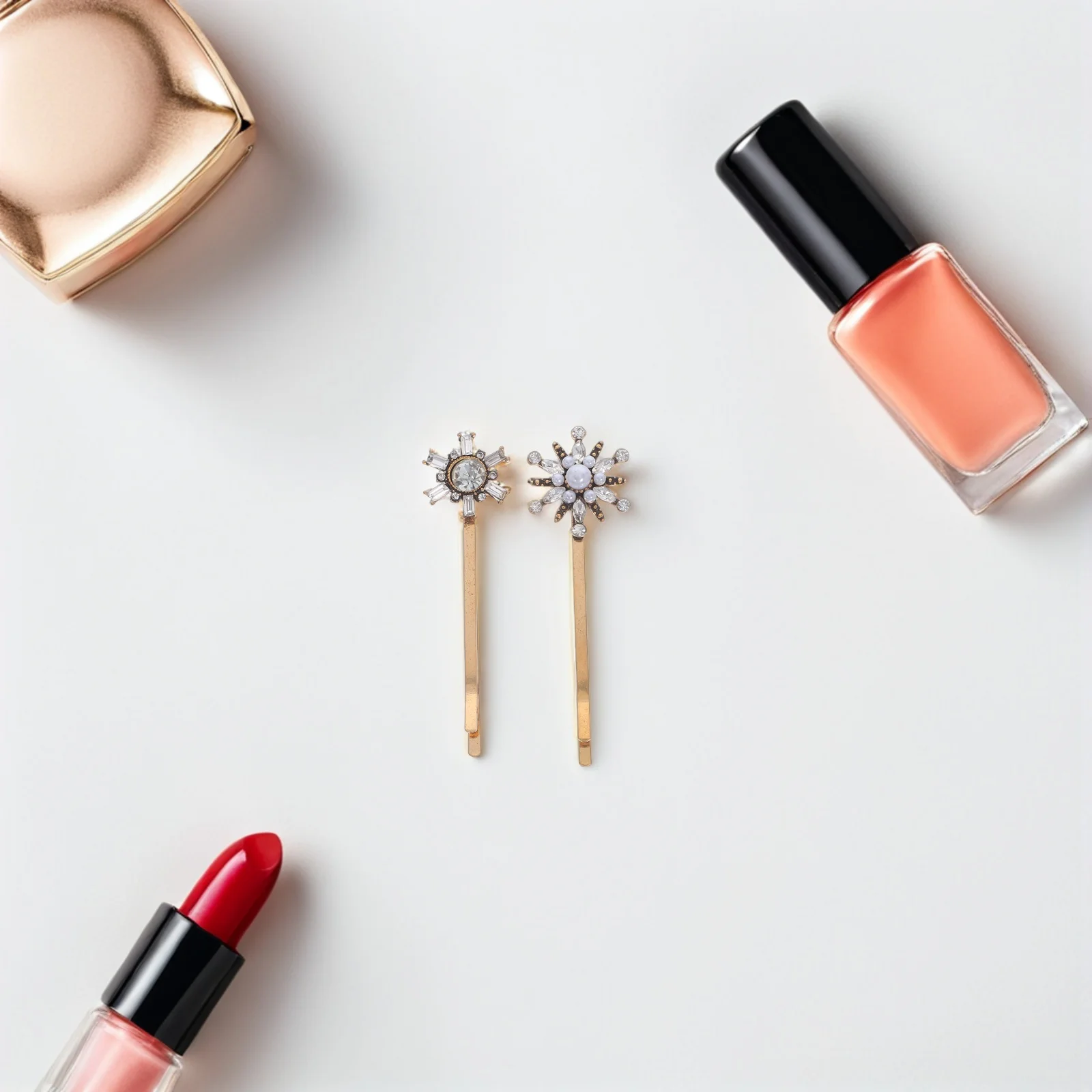 

4Pcs Retro Rhinestone Hair Barrettes for Women Decorative Metal Hair Clips with Simulated Pearls French Style Side Hairpins